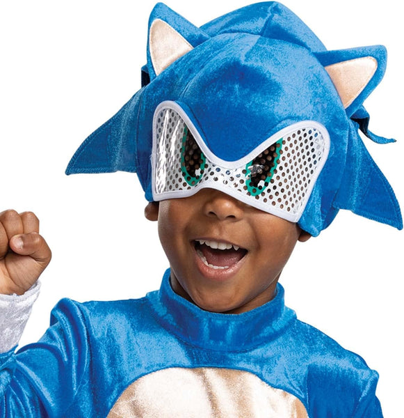 Sonic the Hedgehog Costume, Official Sonic Movie Costume and Headpiece, Toddler Size Medium (3T-4T)