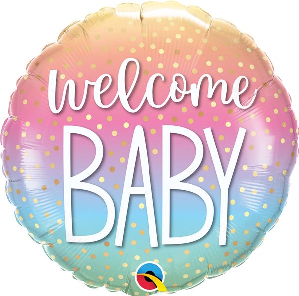 WELCOME BABY conFETTI DOTS 18" Round foil balloon