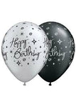 Elegant Birthday - Black / Silver 11" Latex Balloon