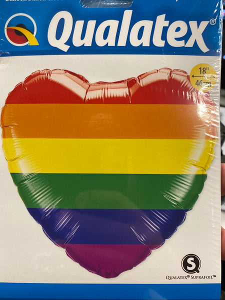18” Rainbow Heart Pride Balloon foil