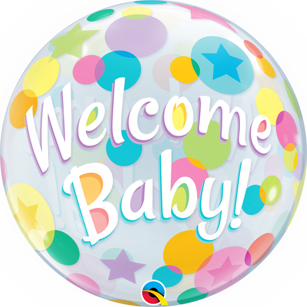 WELCOME BABY DOTS 22" BUBBLE balloon
