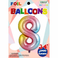 Trico Balloon NUMBER #0 RAINBOW 34" FOIL