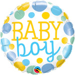 Qualatex Round Foil Balloon- big polka dots baby boy/ girl