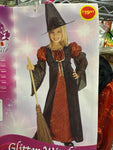 Orange Sparkle Glitter Witch Kid's 8-10 Medium