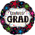 CTI 18“ Round Foil Balloon- Congrats Grad multicoloured stars
