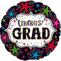 CTI 18“ Round Foil Balloon- Congrats Grad multicoloured stars