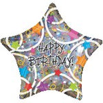 Anagram Balloons Happy Birthday STARS 18"; HOLOgraphic mylar
