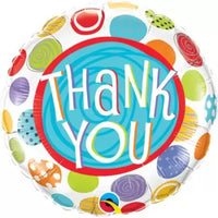 Qualatex Round Foil Balloon- Thank You big polka dots