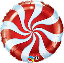 Qualatex 18“ Round Foul Balloon- Candy Swirl Red