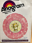 Anagram Round Foil Balloon- Happy Mother’s Day, pink with Teddy Bear