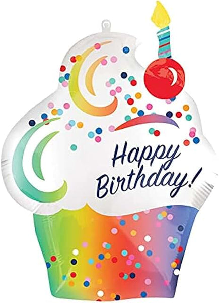 Anagram SuperShape Foil Balloon- Rainbow Cupcake