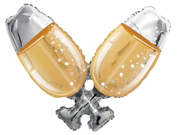Kaleidoscope Balloons - Clinking champagne glasses Foil Balloon Shape