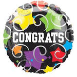 Anagram 18“ Round Foil Balloon- Congrats Stars & Swirls
