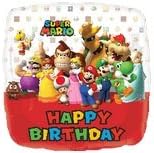 Super Mario Bros Square Birthday Balloons - 18 Inch foil