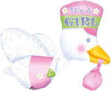 Anagram 32“ STORK Foil Balloon- Baby It‘s A Boy/ It‘s a Girl