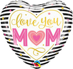 Qualatex Heart Foil Balloon- love you mom