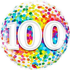 Qualatex Round Foil Balloon- 100 RAINBOW CONFETTI 18"
