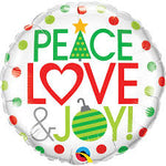 Qualatex 18“ Round Foil Balloon- Peace Love & Joy