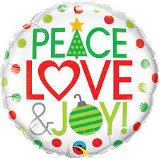 Qualatex 18“ Round Foil Balloon- Peace Love & Joy