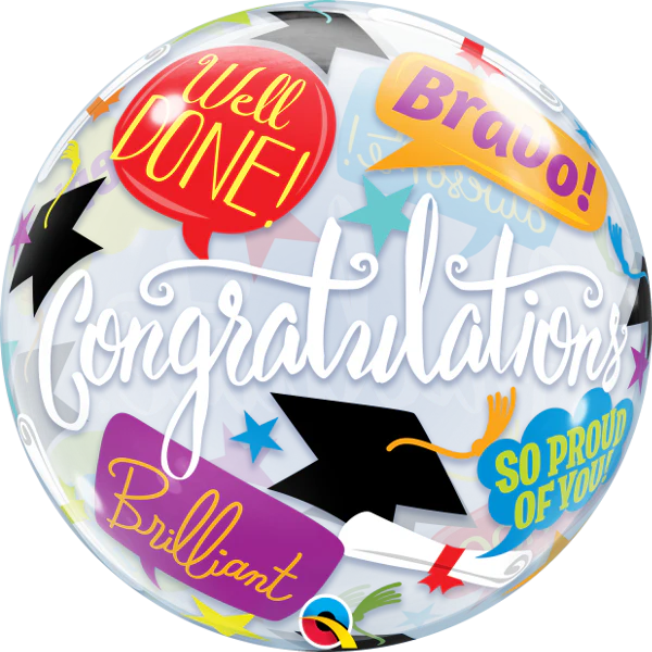 Qualatex Bubbles Balloon- Grad Congratulations