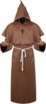 Medieval Hooded Cap Cloak Renaissance Priest Robe Men Halloween Fancy Dress Monk Costume