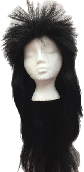 SKS Novelty Long Black Spiked 80s Wig Punk Rocker Pop Star Economical Costume Accessory