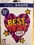 Best Mom Ever Heart Foil Balloon 25“