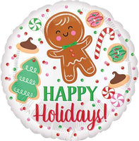Anagram 17“ Round Foil Balloon- Happy Holidays Gingerbread Cookies