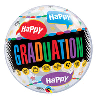 Qualatex Bubble Balloon- Happy Graduation with icons