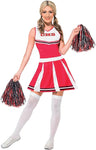 Women's Cheerleader Costume with Dress and Pom Poms