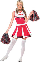 Women's Cheerleader Costume with Dress and Pom Poms