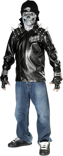 Metal Skull Biker Rider Costume, Child Large