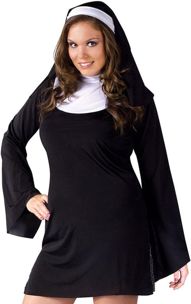 FunWorld Plus-Size Naughty Nun, Black, 16W-24W Costume