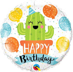 Qualatex Round Foil Balloon- Birthday Happy Cactus
