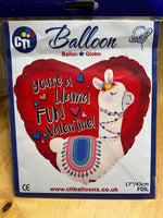 Valentine llama Heart Foil Balloon