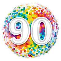 Qualatex Round Foil Balloon- 90 RAINBOW CONFETTI 18"
