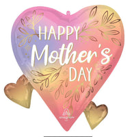Anagram Heart Supershape Foil Balloon- Happy Mother‘s Day ombre hearts