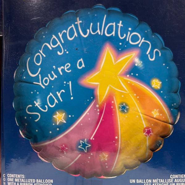 congratulations you're a star 18" foil balloon