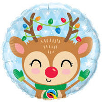 Qualatex 18“ Round Foil Balloon- cute Reindeer