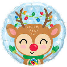 Qualatex 18“ Round Foil Balloon- cute Reindeer