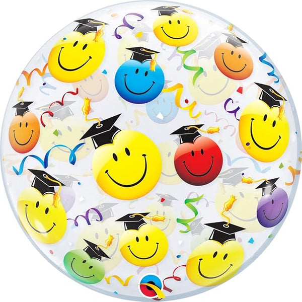 Qualatex Bubbles Balloon- Graduation Smiley