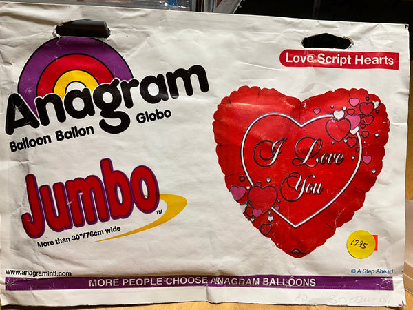 Love Script Hearts Jumbo Foil Balloon