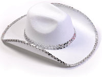 White barbie inspired sequin cowboy hat