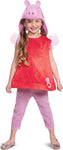 Peppa Pig Costume for Girls, Classic Character Jumpsuit Dress and Laplander Hat, Toddler Size Medium (3T-4T)