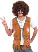 Fun Shack Mens Hippie Costume Vest, 60s 70s Hippie Outfit for Men, Retro Festival Attire, Groovy Party Wear