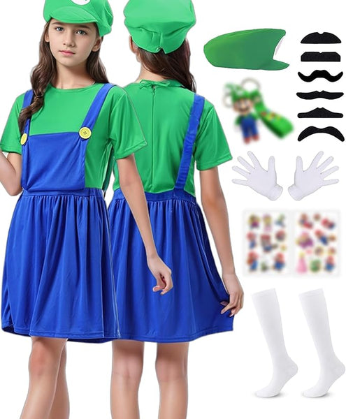 Girls Super Mario or luigi Costume -- Child Girls Super Mario or luigi Costume -- Child