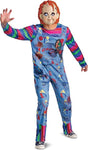 Chucky Costume for Men, Official Childs Play Chucky Costume Jumpsuit and Mask Outfit, Multicolored, Large (42-46)