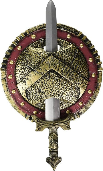 Spartan Combat Shield and Sword, Red/Gold, One Size Costume Accessory