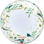 Qualatex Deco Bubble Balloon- White Flowers