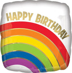 Anagram Square Foil Balloon- Happy Birthday with Rainbow